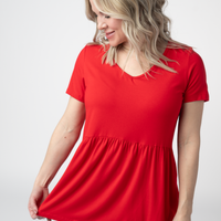 IN STOCK Sarah Ruffle Short Sleeve - Red FINAL SALE