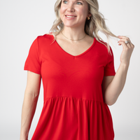 IN STOCK Sarah Ruffle Short Sleeve - Red FINAL SALE
