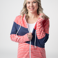 IN STOCK Colorblock Fullzip - Liberty Stars, Navy, and Stripes Trio FINAL SALE