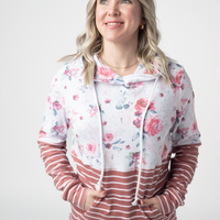 IN STOCK Hailey Pullover Hoodie - Pink Bloom and Stripes FINAL SALE