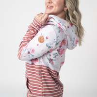 IN STOCK Hailey Pullover Hoodie - Pink Bloom and Stripes FINAL SALE