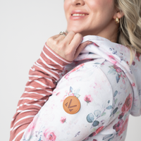IN STOCK Hailey Pullover Hoodie - Pink Bloom and Stripes FINAL SALE