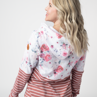 IN STOCK Hailey Pullover Hoodie - Pink Bloom and Stripes FINAL SALE