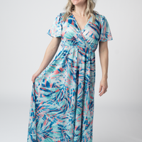 IN STOCK Millie Maxi Dress - Abstract Aqua Breeze FINAL SALE