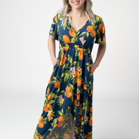 IN STOCK Harley High-Low Dress - Navy Citrus FINAL SALE