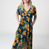 IN STOCK Harley High-Low Dress - Navy Citrus FINAL SALE