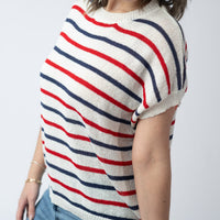 IN STOCK Red, White, and Blue Stripes Open Knit Top FINAL SALE
