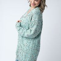 IN STOCK Carly Confetti Dot Cardigan - Aqua Blue