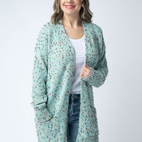 IN STOCK Carly Confetti Dot Cardigan - Aqua Blue
