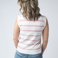 IN STOCK Lucy Striped Button Tank - Pink