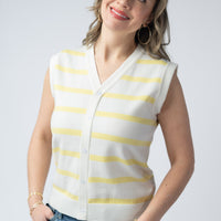 IN STOCK Lucy Striped Button Tank - Yellow