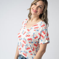 IN STOCK Chloe Cozy Top - Patriotic Cherries FINAL SALE