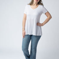 IN STOCK Sarah Ruffle Short Sleeve - White FINAL SALE