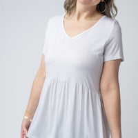 IN STOCK Sarah Ruffle Short Sleeve - White FINAL SALE