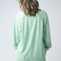 IN STOCK Lace Accent Vintage Wash Pullover - Mint