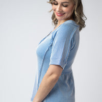 IN STOCK Juliette Button Top - Blue FINAL SALE