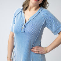 IN STOCK Juliette Button Top - Blue FINAL SALE
