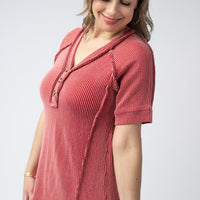 IN STOCK Juliette Button Top - Red FINAL SALE