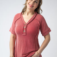 IN STOCK Juliette Button Top - Red FINAL SALE