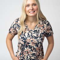 IN STOCK Sophie Top - Navy Autumn Petals