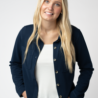 IN STOCK Ryleigh Ribbed Button Down - Navy