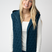 IN STOCK Heather Geometric Hooded Vest - Teal