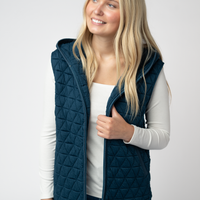 IN STOCK Heather Geometric Hooded Vest - Teal