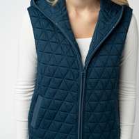 IN STOCK Heather Geometric Hooded Vest - Teal