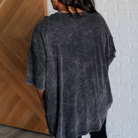 Don't Mind Me Mineral Wash Drop Shoulder Tee in Ash Black