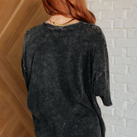 Don't Mind Me Mineral Wash Drop Shoulder Tee in Ash Black