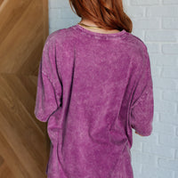Don't Mind Me Mineral Wash Drop Shoulder Tee in Light Plum