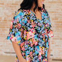 Dreamer Peplum Top in Black Multi Floral
