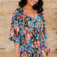 Dreamer Peplum Top in Black Multi Floral