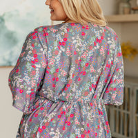 Dreamer Peplum Top in Grey and Pink Floral