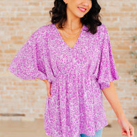 Dreamer Peplum Top in Lavender Leopard