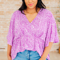 Dreamer Peplum Top in Lavender Leopard