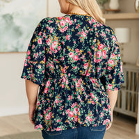 Dreamer Top in Navy and Pink Vintage Bouquet