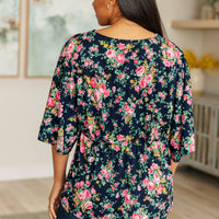 Dreamer Top in Navy and Pink Vintage Bouquet