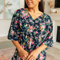 Dreamer Top in Navy and Pink Vintage Bouquet