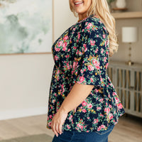 Dreamer Top in Navy and Pink Vintage Bouquet