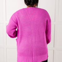 Everything Layer Waffle Knit Open Front Cardigan in Bright Mauve