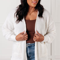 Everything Layer Waffle Knit Open Front Cardigan in Ivory