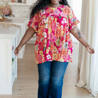 Flit About Floral Top in Pink