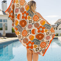Luxury Beach Towel in Bright Retro Floral