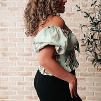 Garden of Eden Balloon Sleeve Top in Sage