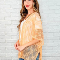 Good Days Ahead Lace Kimono In Peach