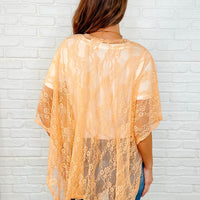 Good Days Ahead Lace Kimono In Peach