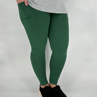 Pine Green Leggings/Capri w/ Pockets!