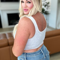 When and Where Reversible Ribbed Cropped Tank in Light Grey
