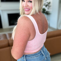 When and Where Reversible Ribbed Cropped Tank in Dusty Pink
